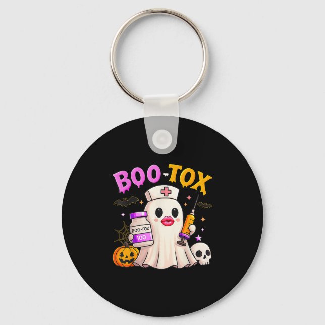 Funny Boo Tox Aesthetic Nurse Ghost Skull Pumpkin Nyckelring (Framsida)