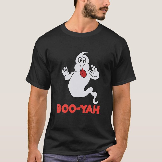 Funny Boo-Yah Ghost Costume for Halloween fest Lo T Shirt (Framsida)