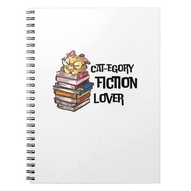 Funny Book Cat Lover Quote Cat-egory Fiction Lover Anteckningsbok (Framsidan)