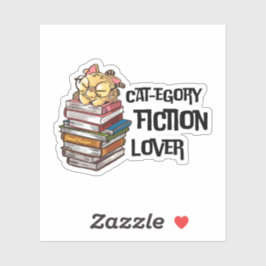 Funny Book Cat Lover Quote Cat-egory Fiction Lover Klistermärken