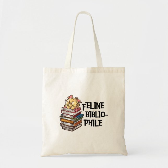 Funny Book Cat Lover Quote Feline Bibliophile Tygkasse (Framsidan)