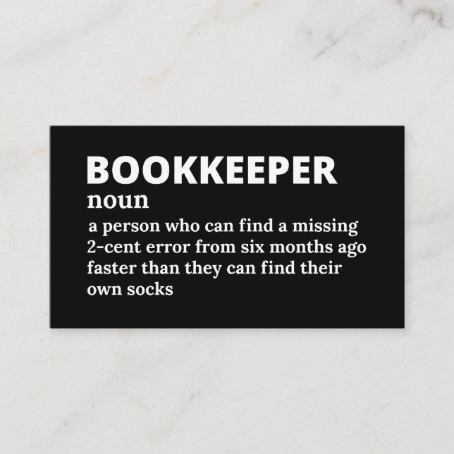 Funny Bookkeeper-definition Visitkort (Framsida)
