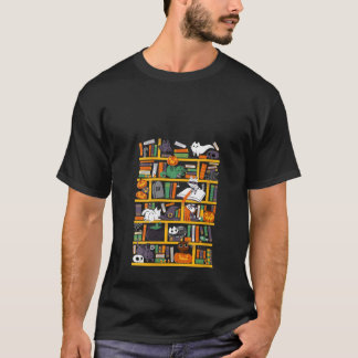 Funny Bookshelf Librarian Pumpkin Halloween Spooky T Shirt