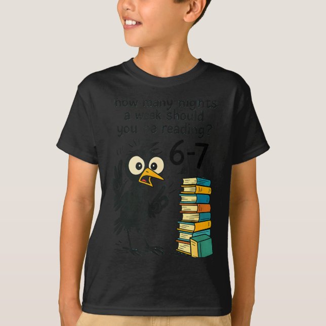 Funny Bookworm 6 7 Meme Design _ Reading Nights Hu T Shirt (Framsida)