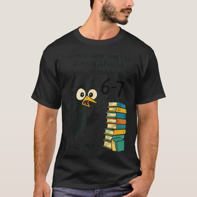 Funny Bookworm 6 7 Meme Design _ Reading Nights Hu T Shirt (Framsida)