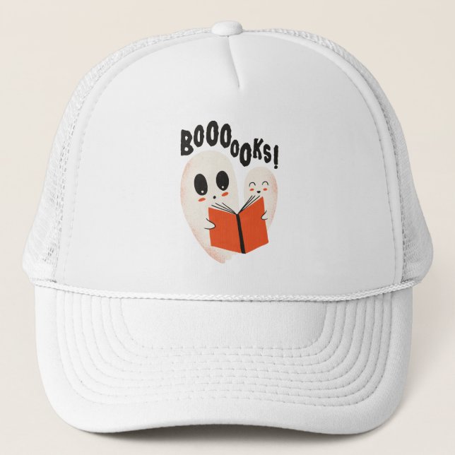 Funny Bookworm Ghost Halloween Costume Booooks Keps (Framsida)
