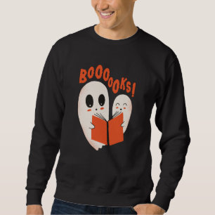 Funny Bookworm Ghost Halloween Costume Booooks Lång Ärmad Tröja