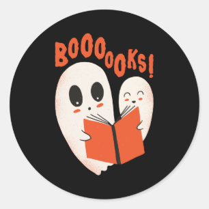 Funny Bookworm Ghost Halloween Costume Booooks Runt Klistermärke