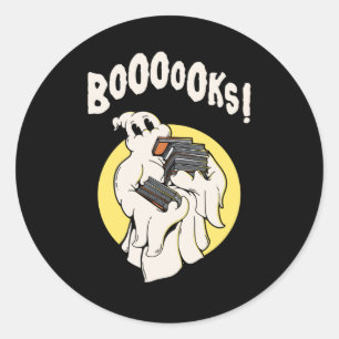 Funny Bookworm Ghost Halloween Costume Booooks Runt Klistermärke