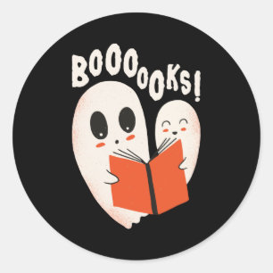 Funny Bookworm Ghost Halloween Costume Booooks Runt Klistermärke