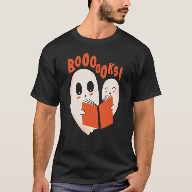 Funny Bookworm Ghost Halloween Costume Booooks T Shirt (Framsida)