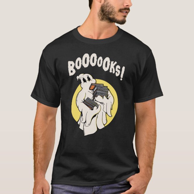 Funny Bookworm Ghost Halloween Costume Booooks T Shirt (Framsida)