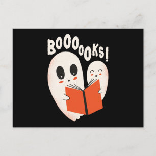 Funny Bookworm Ghost Halloween Costume Booooks Vykort