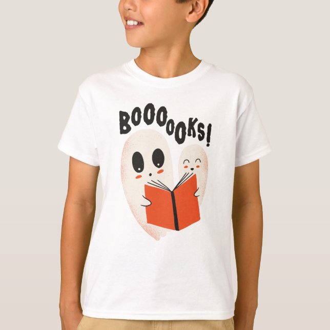 Funny Bookworm Ghost Halloween Costume Boooooks T Shirt (Framsida)