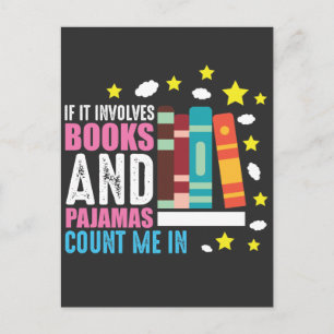 Funny Bookworm Pajama och Bok Älskare Vykort