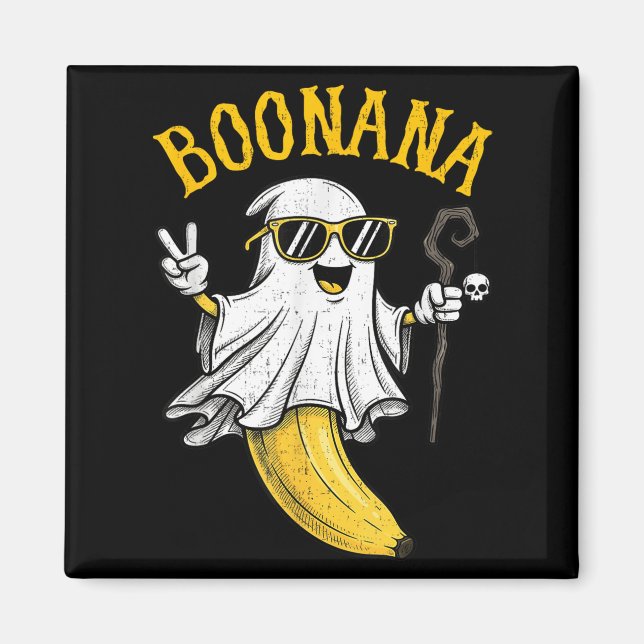 Funny Boonana Sungles Cute Boo Funny Halloween Man Magnet (Framsidan)
