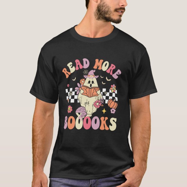 Funny Boooks Ghost Läs mer Bokar Cute Teacher H T Shirt (Framsida)