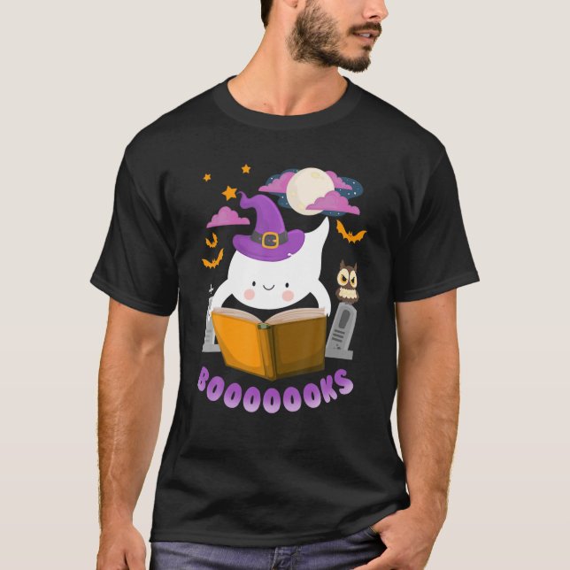 Funny Booooooks Boo Read Book Halloween Costume T Shirt (Framsida)
