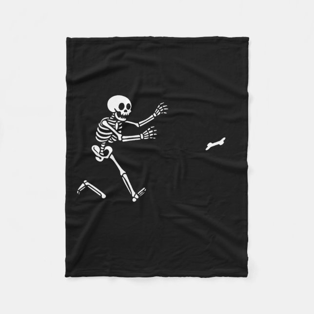 Funny Border Collie Running Skeleton Halloween  Fleecefilt (Framsidan)