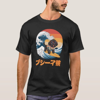 Funny Bordoodle Japanska Kanagawa Wave Hund T Shirt