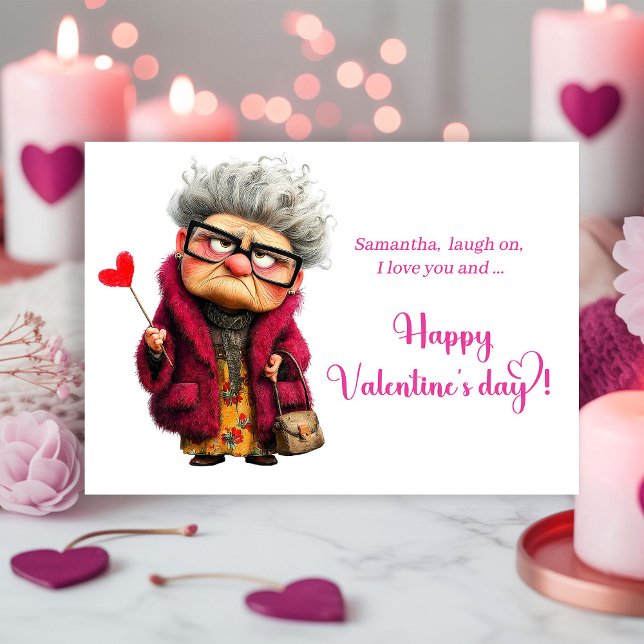 Funny Bored Lady Eye Roll Valentine’s Day Card Julkort (Funny Bored Lady Eye Roll Valentine’s Day Card)