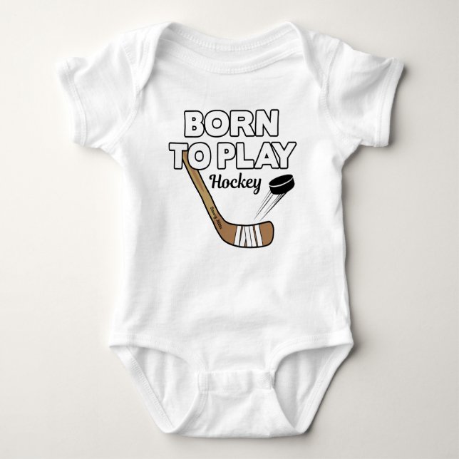 Funny Born spelar Hockey Infant T Shirt (Framsida)