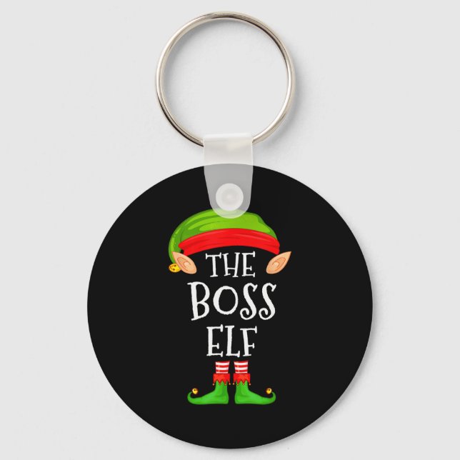Funny Boss Elf Family Christmas Boss Elf Sweater M Nyckelring (Framsida)