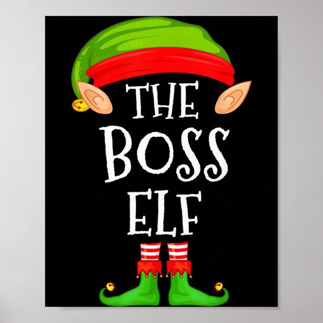 Funny Boss Elf Family Christmas Boss Elf Sweater M Poster (Framsidan)
