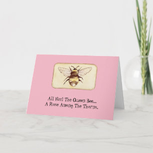 Funny Bossy Queen Bee Birthday Card Kort
