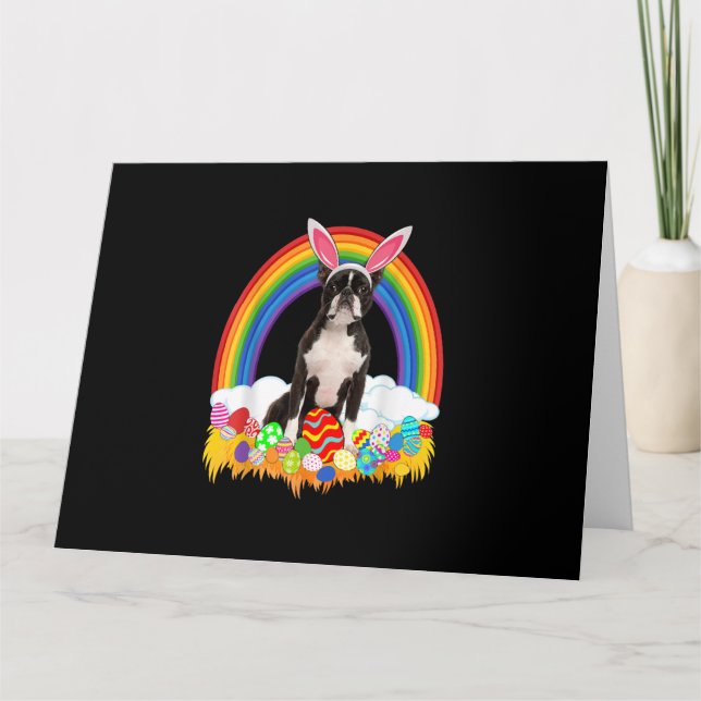 Funny Boston Terrier Egg Shirt Hund älskare Påsk Kort (Framsida)