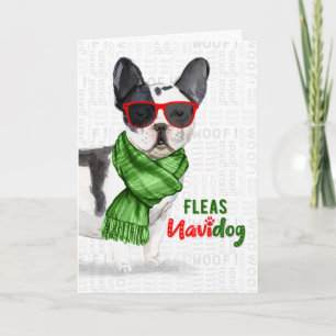 Funny Boston Terrier Fleas NaviDOG jul Helgkort