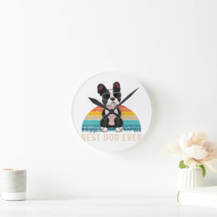 Funny Boston Terrier Gift for Djurälskare Rund Klocka