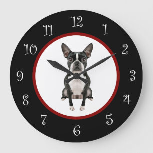 Funny Boston Terrier Hund aveln Wall Decor Clock Stor Klocka
