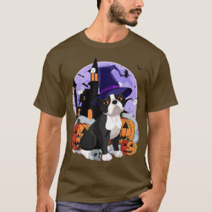 Funny Boston Terrier Hund Halloween Witch Pumpkin T Shirt