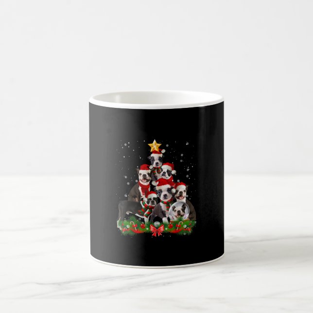 Funny Boston Terrier Hund Julgran Gift Kaffemugg (Center)