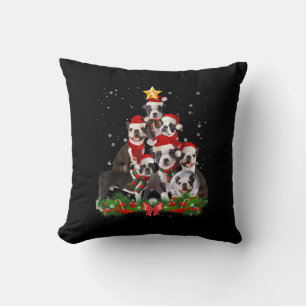 Funny Boston Terrier Hund Julgran Gift Kudde