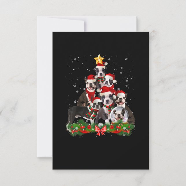Funny Boston Terrier Hund Julgran Gift OSA Kort (Framsida)