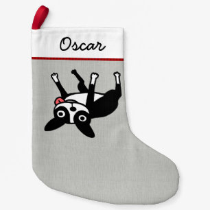 Funny Boston Terrier Hund Personlig Liten Julstrumpa