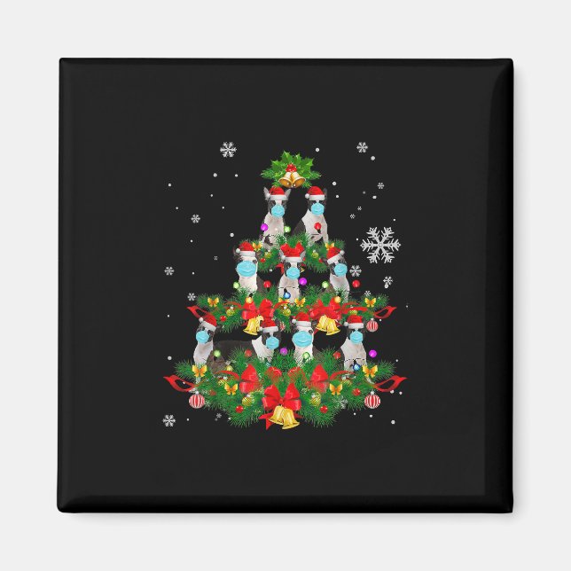 Funny Boston Terrier Julgran Hund Mask Julafton Magnet (Framsidan)