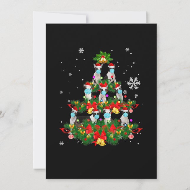 Funny Boston Terrier Julgran Hund Mask Julafton Meddelande (Framsida)