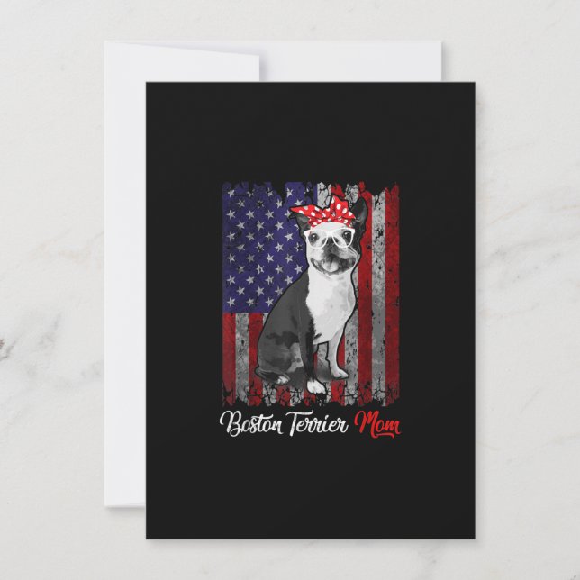 Funny Boston Terrier mamma American Flag Tee T-Shi Tack Kort (Framsida)