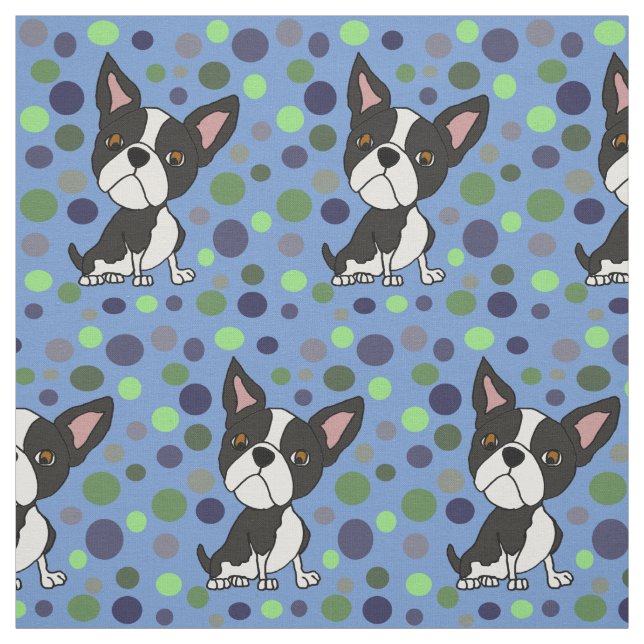 Funny Boston Terrier Puppy Hund Abstrakt Tyg (Provkarta)