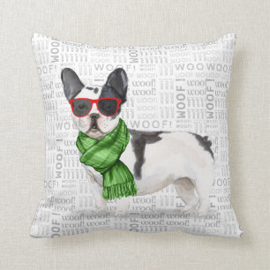 Funny Boston Terrier Watercolor jul Kudde
