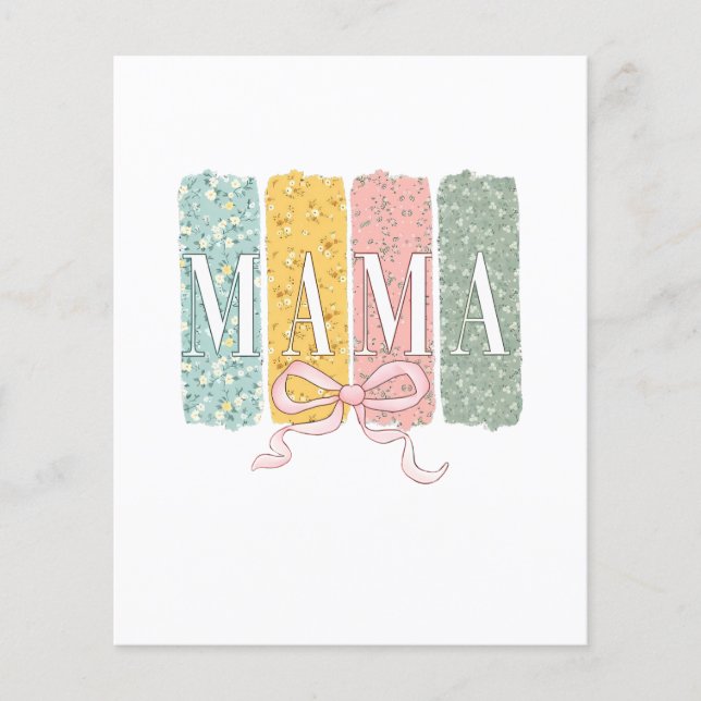 Funny Bow Coquette Mamma Flowers Mor dag Flygblad (Framsidan)