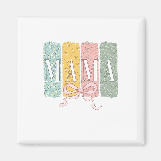 Funny Bow Coquette Mamma Flowers Mor dag Magnet (Framsidan)