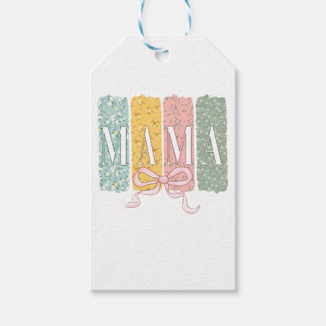 Funny Bow Coquette Mamma Flowers Mor dag Presentetikett (Framsidan)