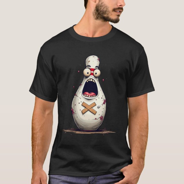 Funny Bowlers Skrämde Bowling Pin Graphic För mana T Shirt (Framsida)