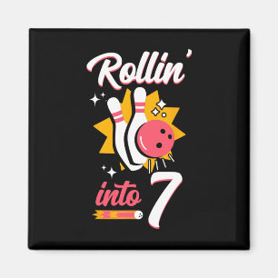 Funny Bowling 7:e Birthday Rollin to 7 Magnet