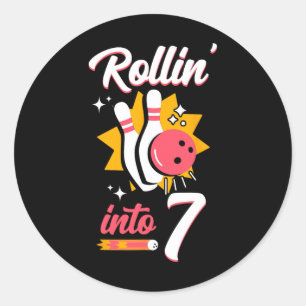 Funny Bowling 7:e Birthday Rollin to 7 Runt Klistermärke