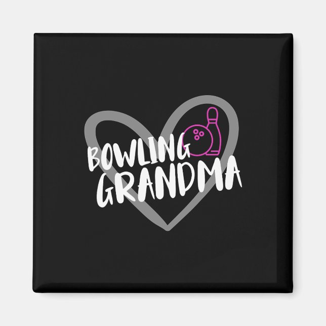 Funny Bowling Apparatur Bowling Grandma Heart - Bl Magnet (Framsidan)